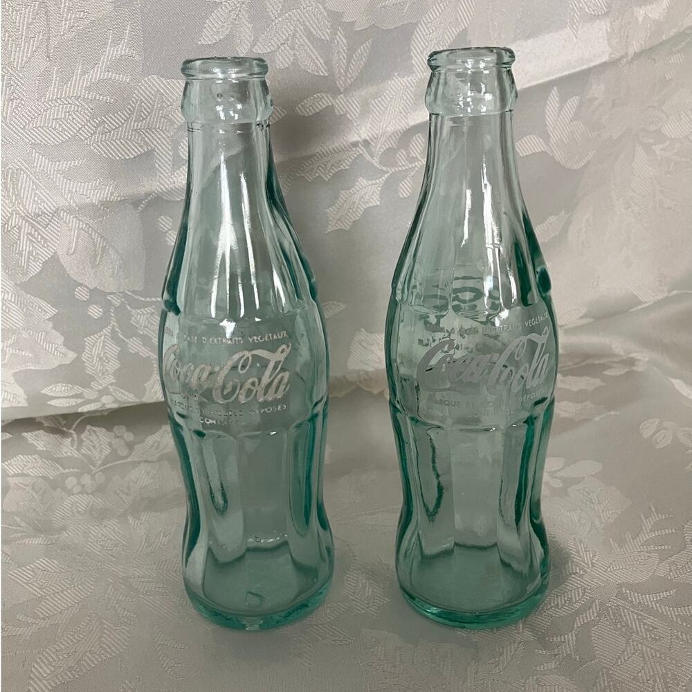 Lot of 2 Vintage Coca-Cola Bottles Egypt/Tunisia Arabic Writing 7.75" Glass Soda